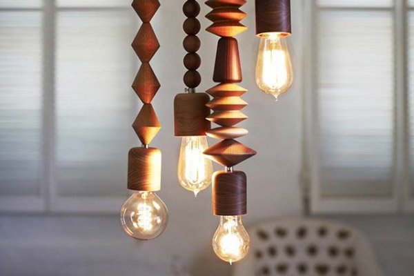 luminárias de madeira